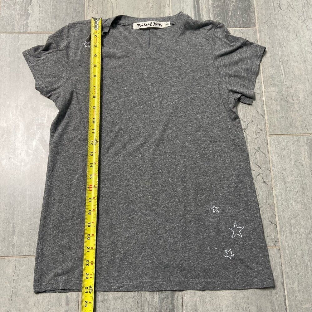 Michael Stars Embroidered Stars Crewneck Short Sleeve T-Shirt Gray One Size - Picture 5 of 9
